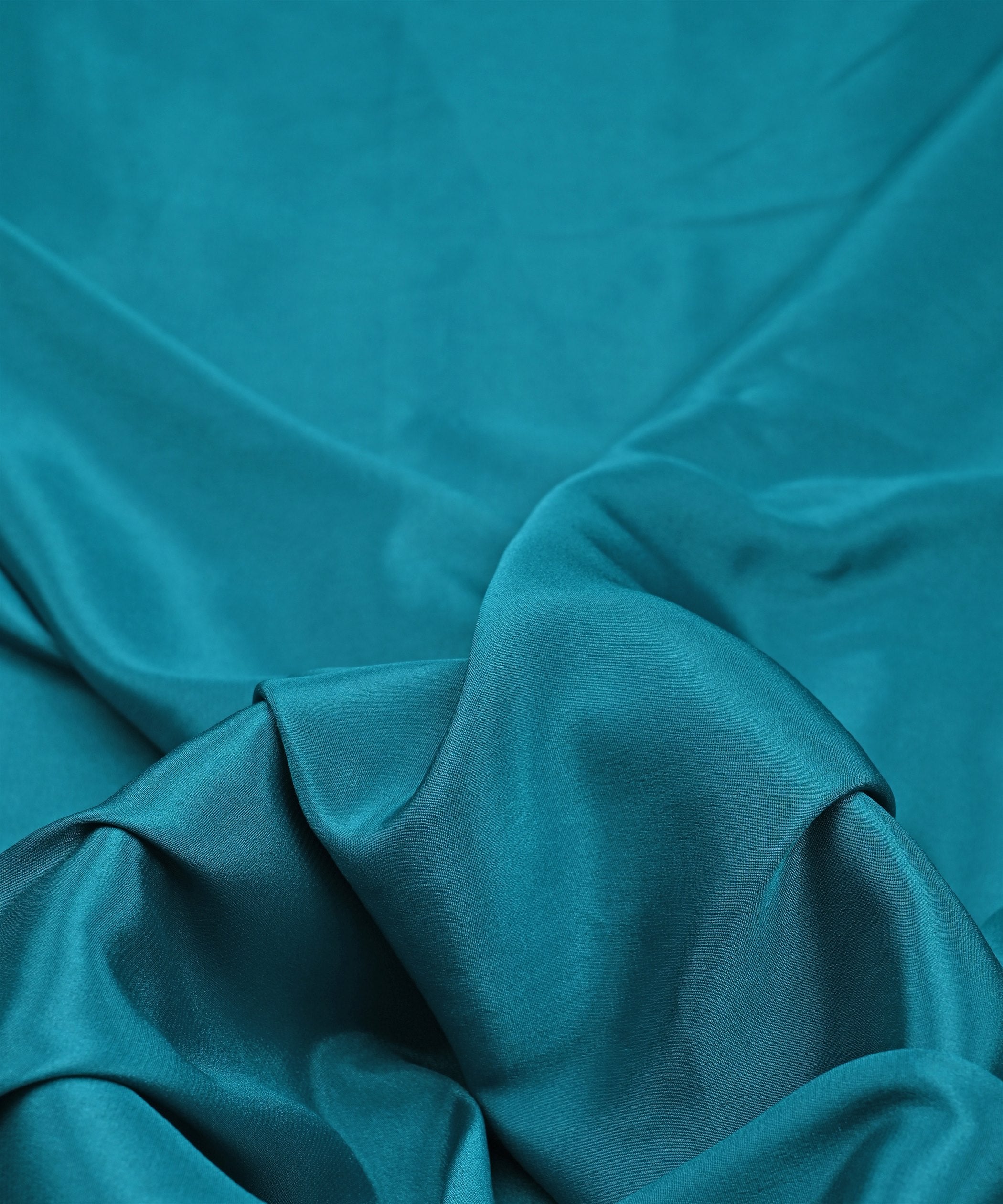 Teal Plain Dyed Crepe Fabric