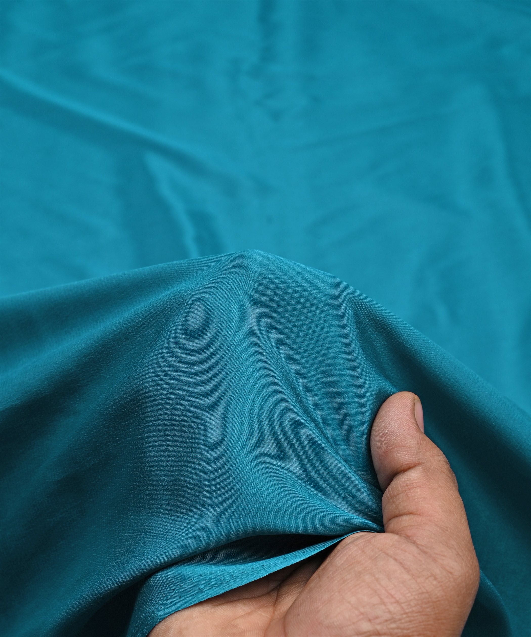 Teal Plain Dyed Crepe Fabric