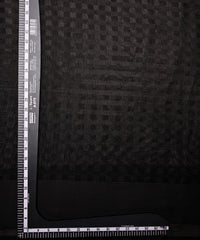 Black Georgette Fabric with Zari Stripes and Satin Border