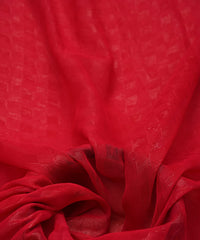 Dark Pink Georgette Fabric with Zari Stripes and Satin Border