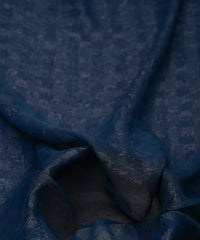 Teal Georgette Fabric with Zari Stripes and Satin Border