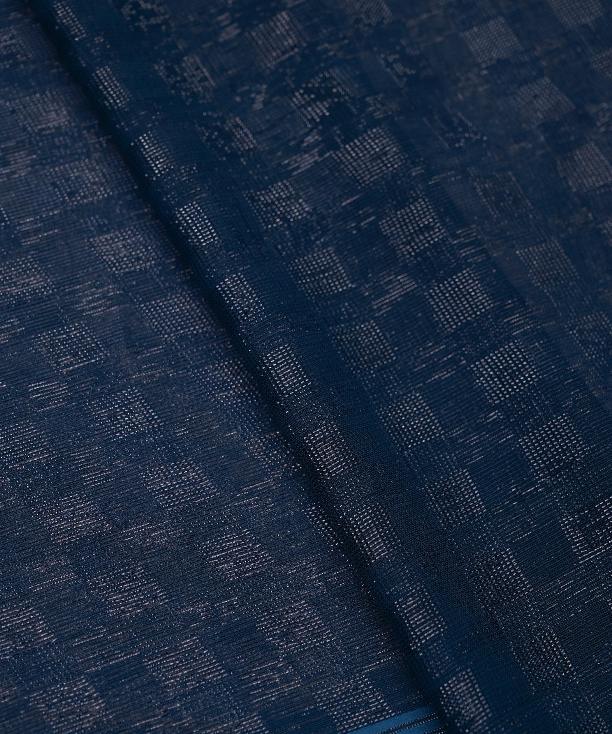 Teal Georgette Fabric with Zari Stripes and Satin Border