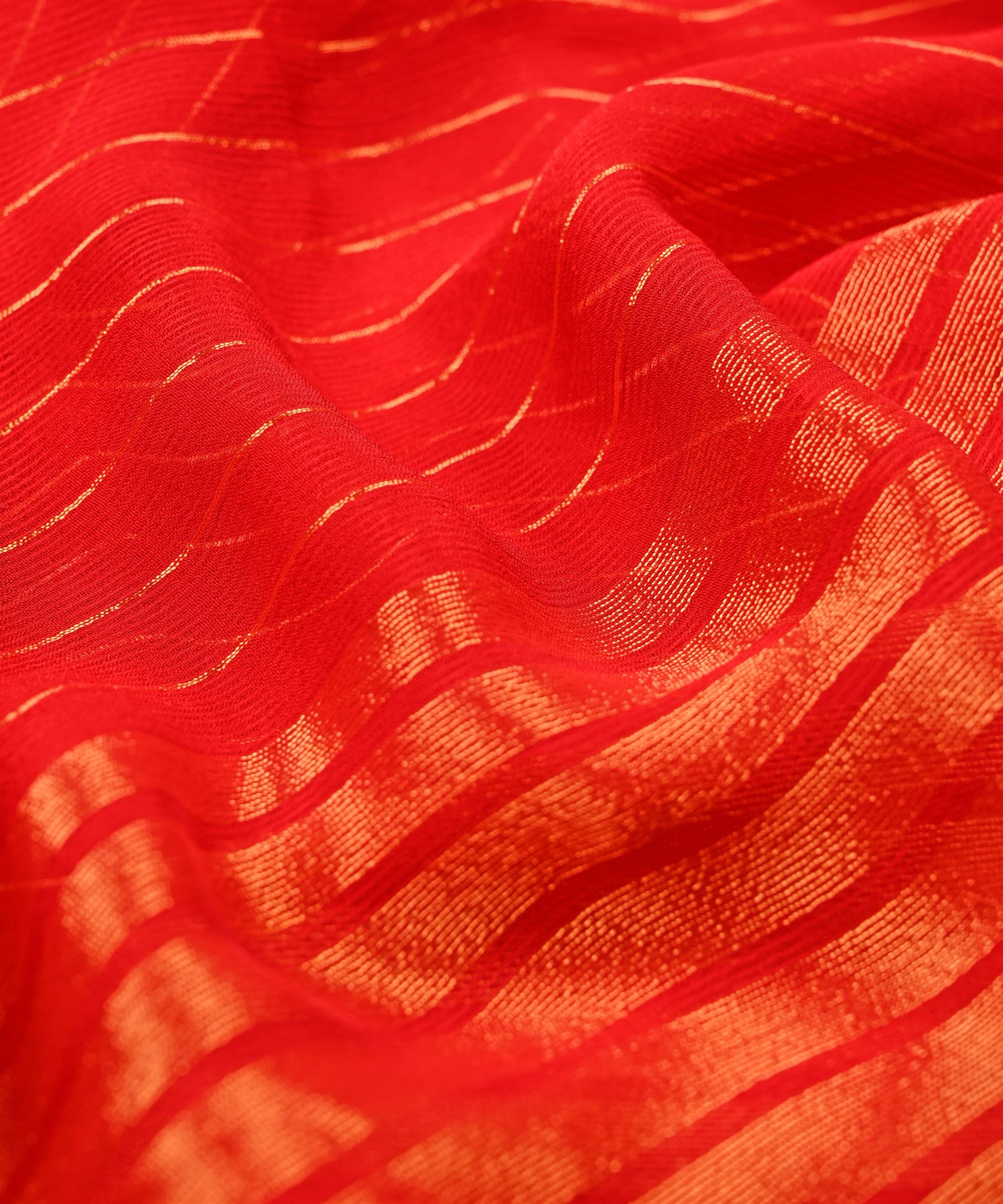 Red Chiffon Fabric with Zari Lining