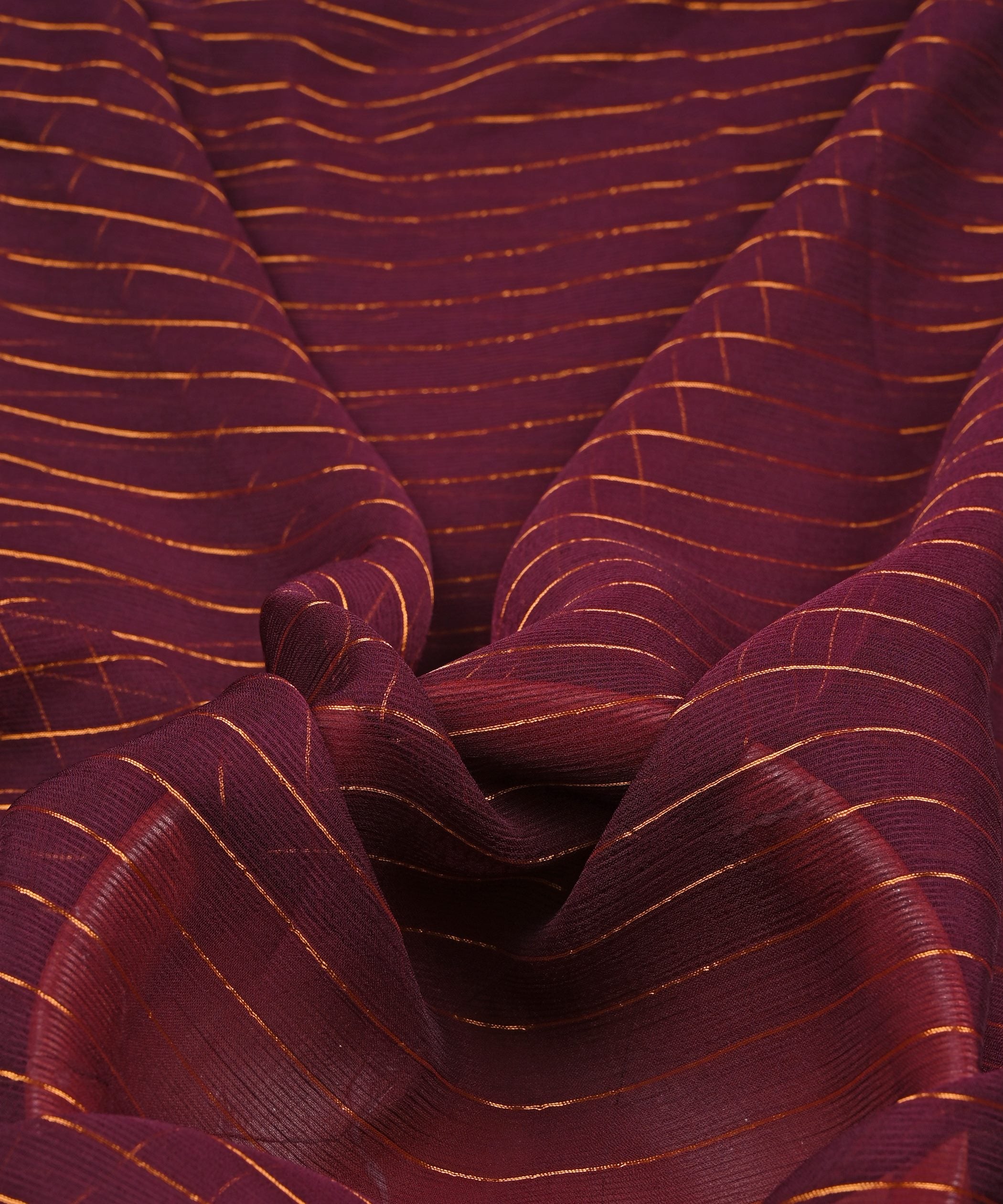 Wine Chiffon Fabric with Zari Lining