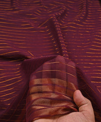 Wine Chiffon Fabric with Zari Lining