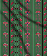 Dark Green Textured Floral Vines Print