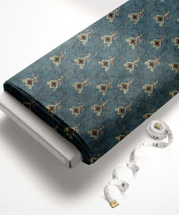 Denim Blue-Geometric Ajrakh Flower Print