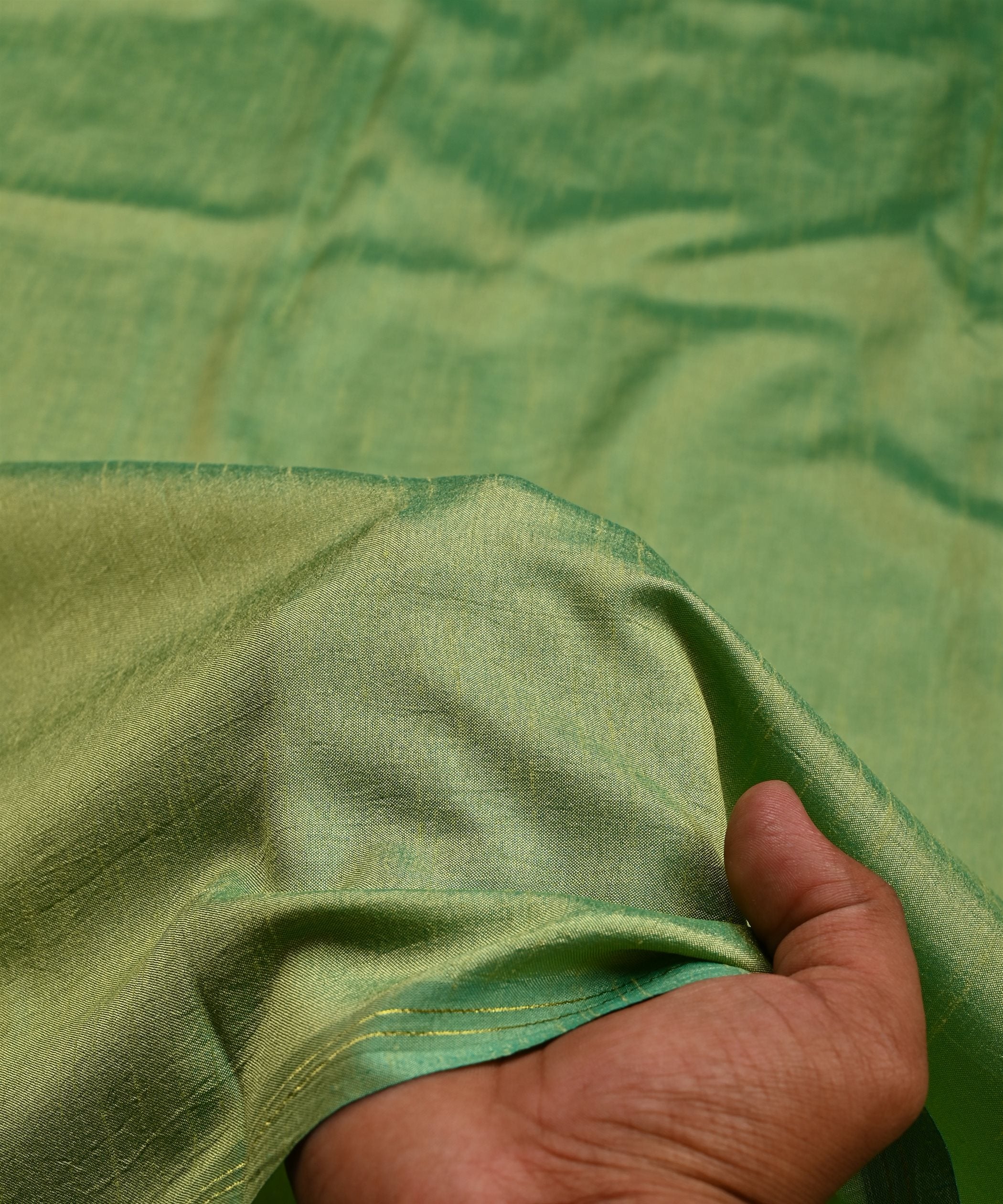 Dusty Green Plain Dyed Dola Silk Fabric