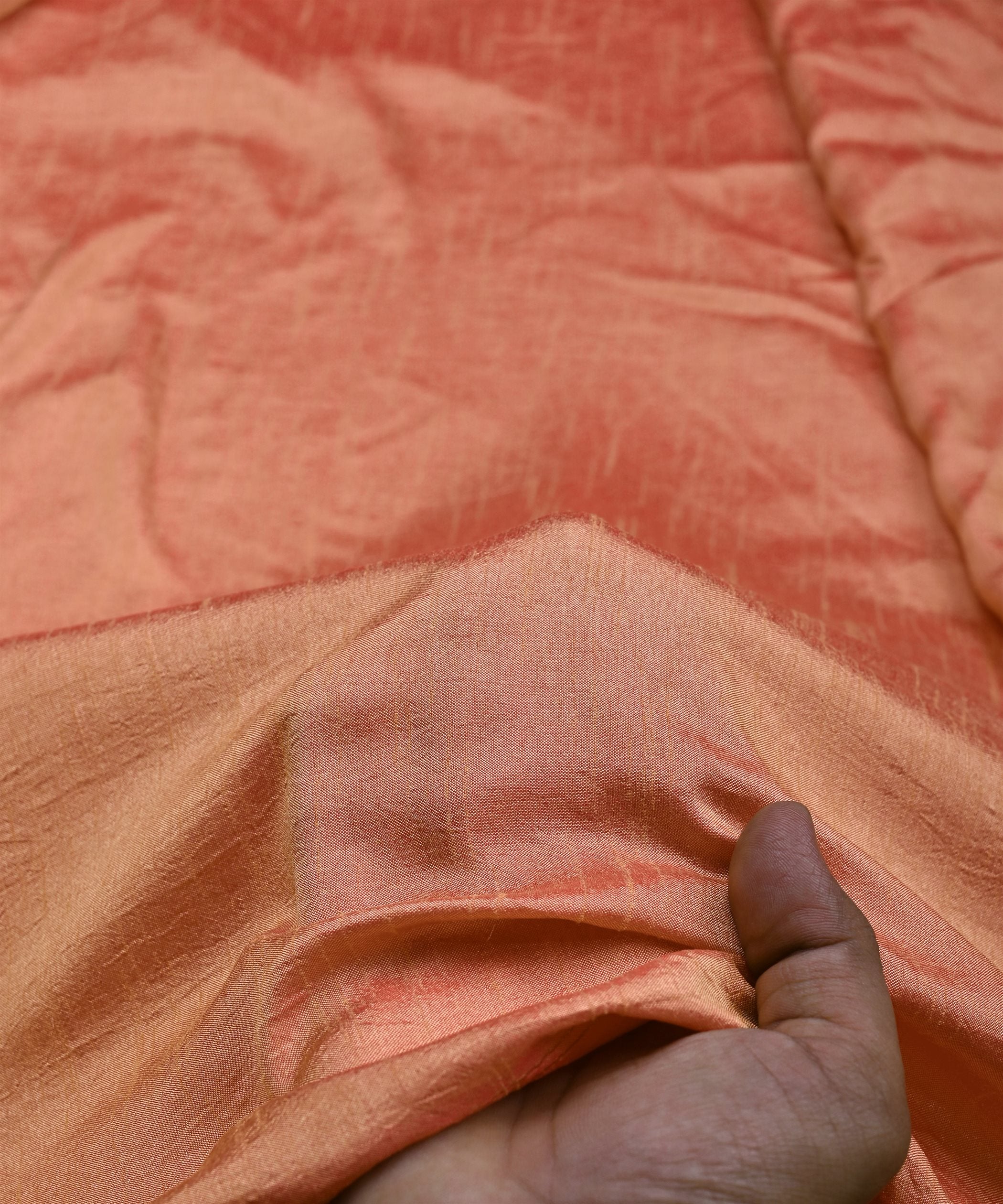 Dusty Orange Plain Dyed Dola Silk Fabric