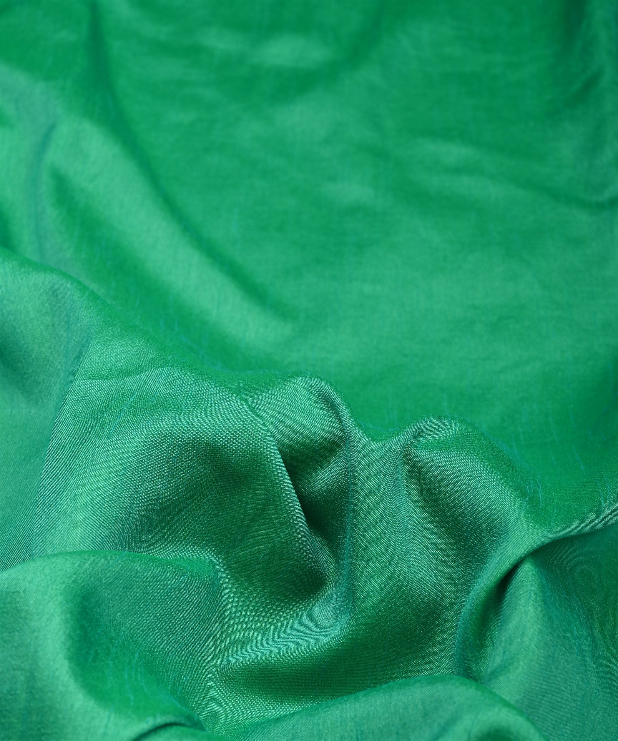 Forest Green Plain Dyed Dola Silk Fabric