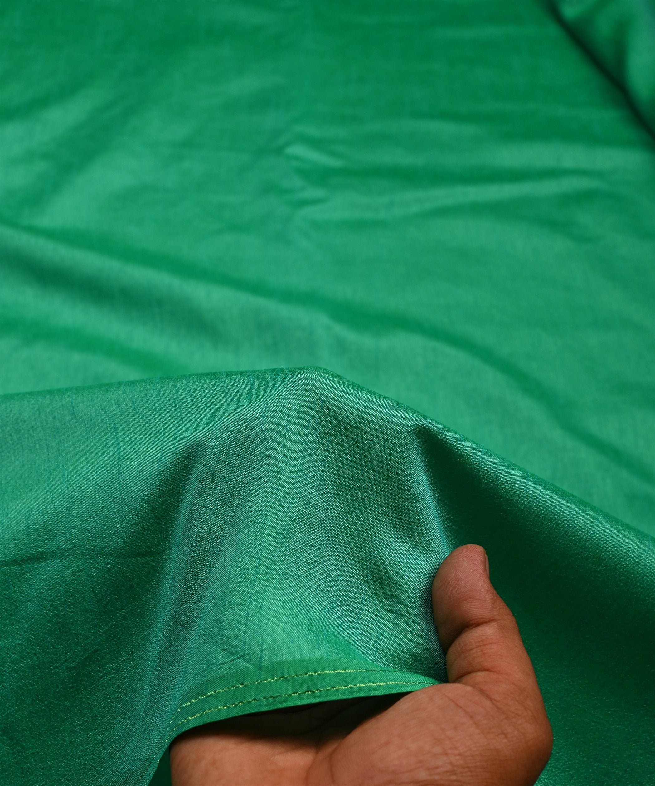 Forest Green Plain Dyed Dola Silk Fabric