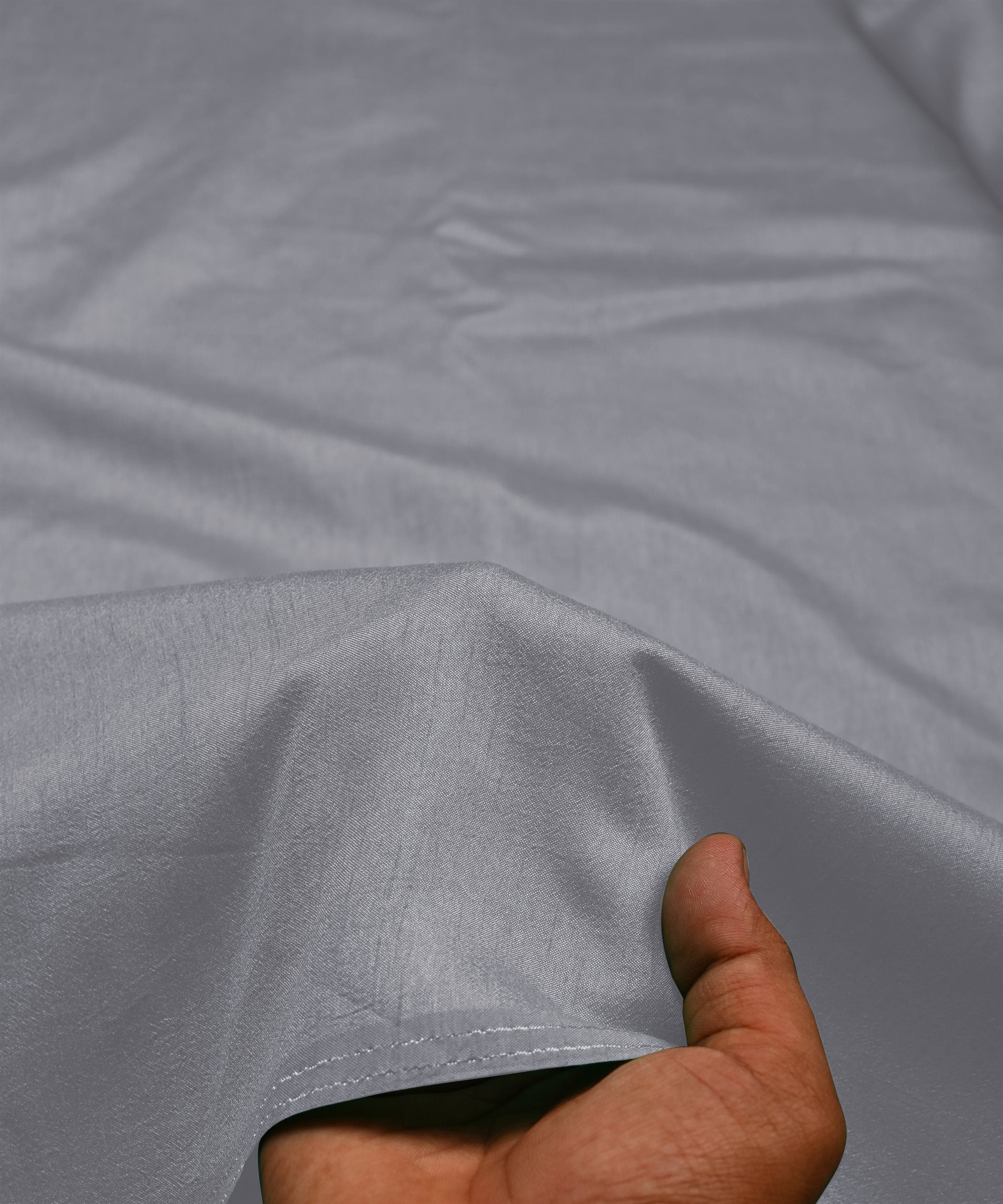 Light Grey Plain Dyed Dola Silk Fabric