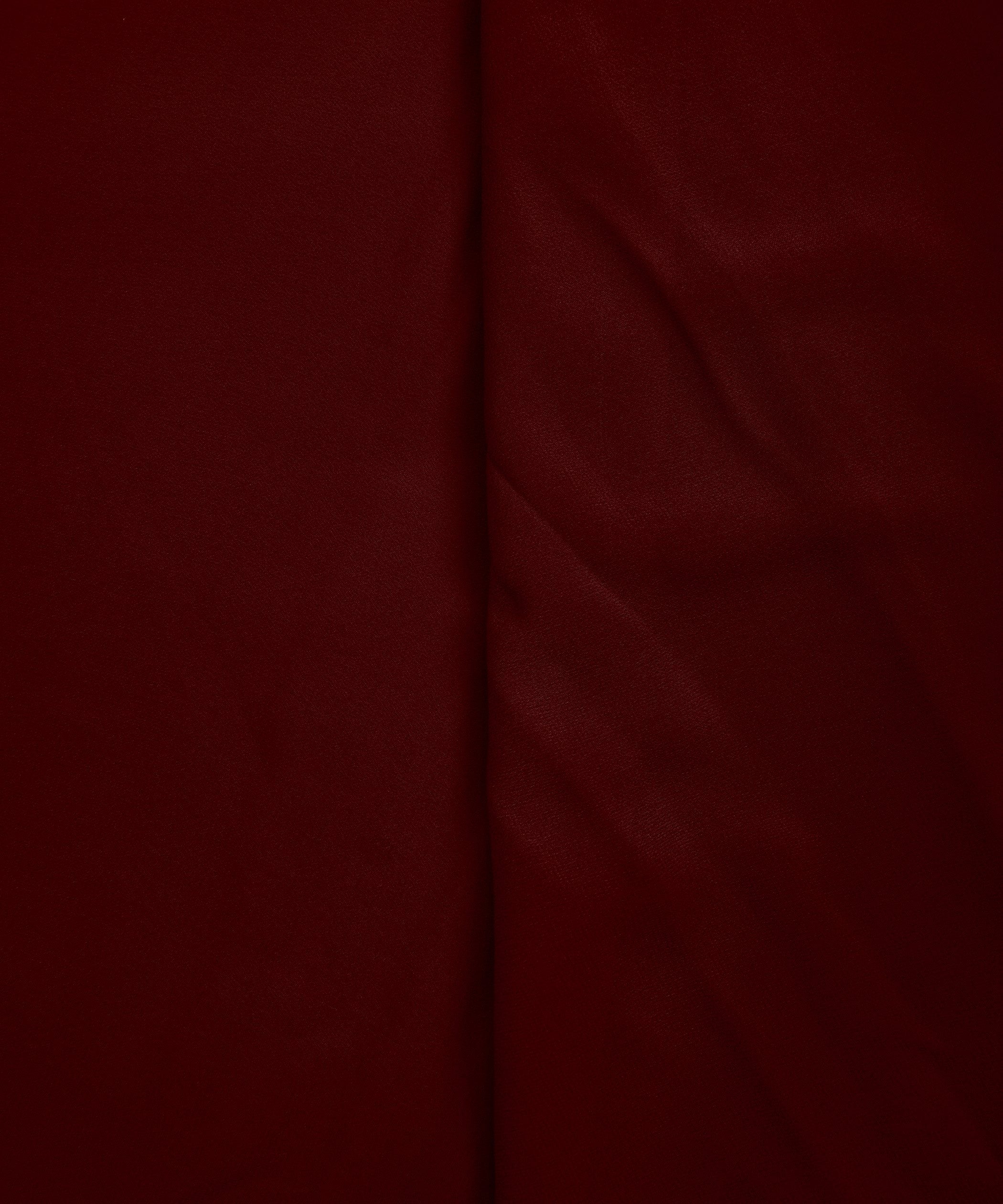 Dark Maroon Plain Dyed Faux Georgette Fabric