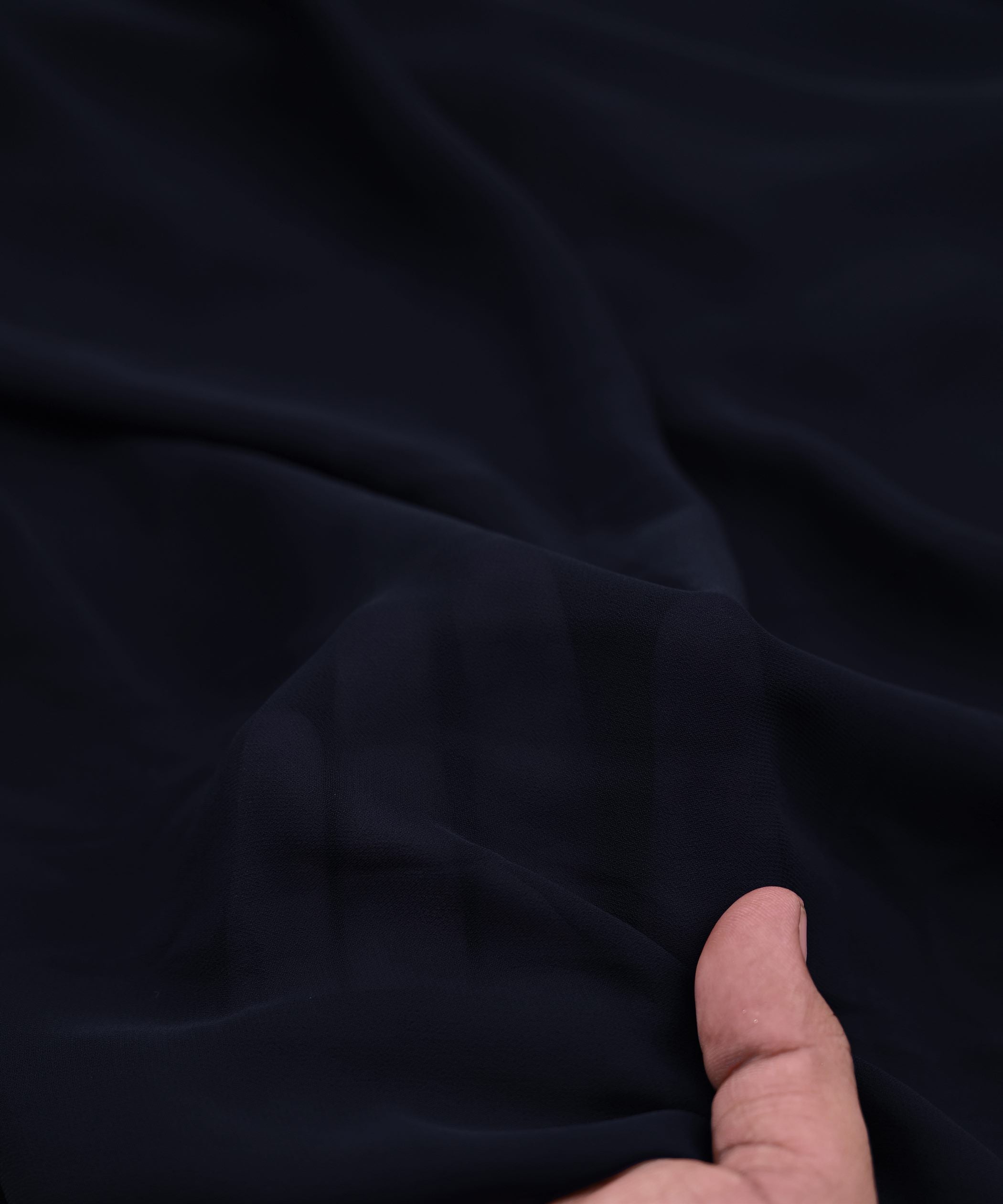 Dark Navy Blue Plain Dyed Faux Georgette Fabric