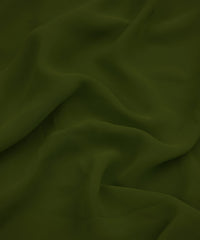Dark Olive Green Plain Dyed Faux Georgette Fabric