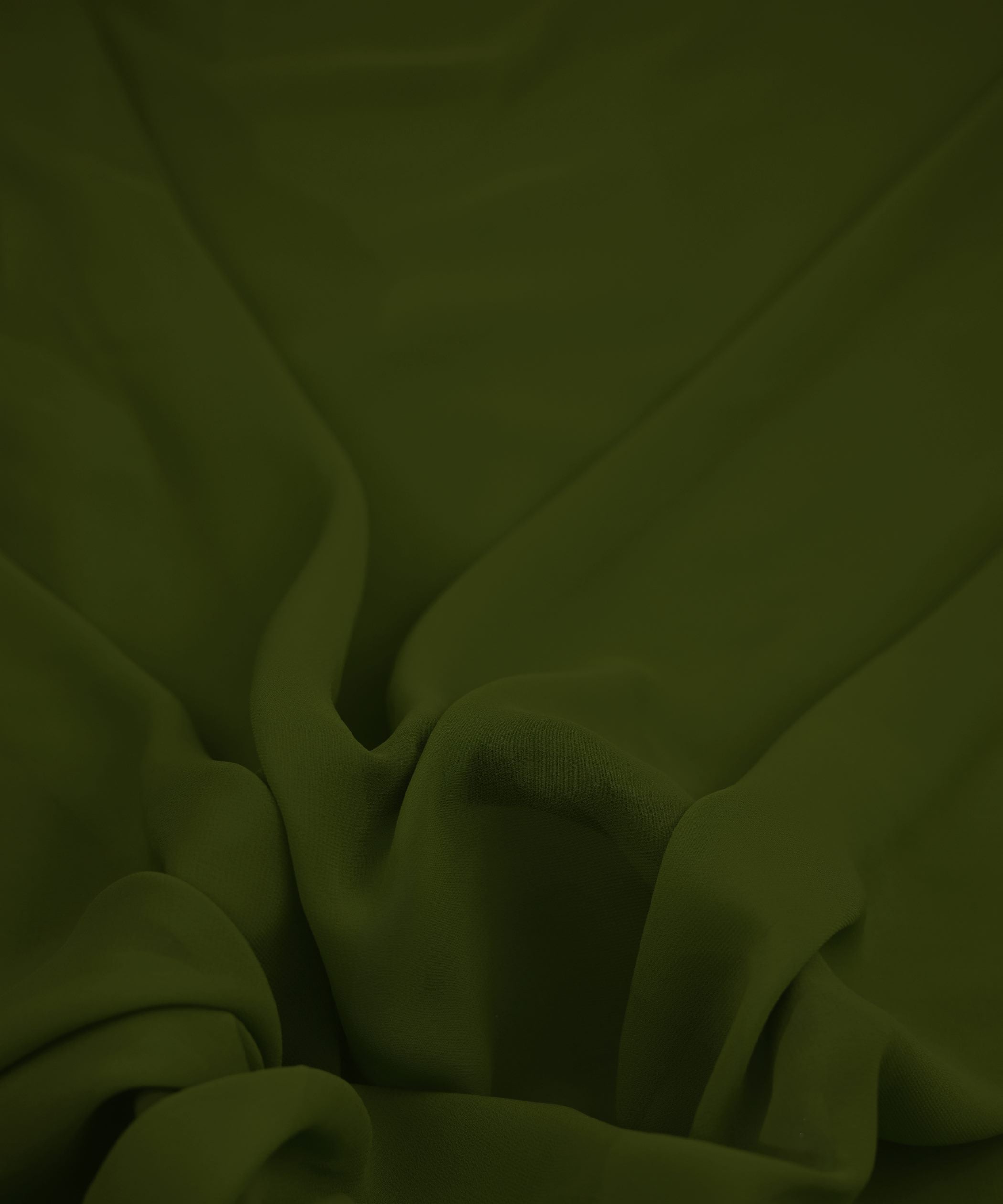 Dark Olive Green Plain Dyed Faux Georgette Fabric