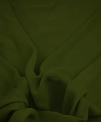 Dark Olive Green Plain Dyed Faux Georgette Fabric
