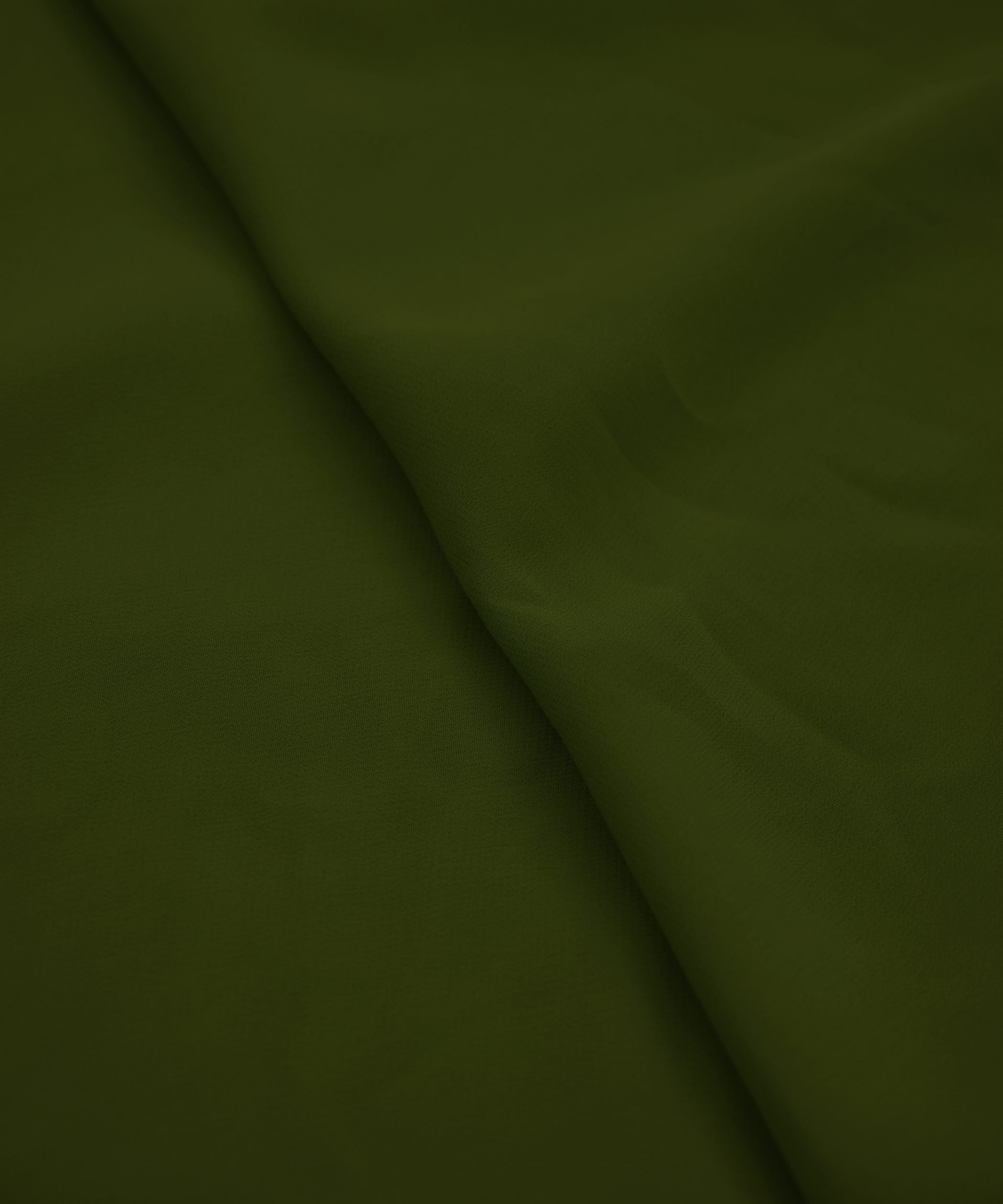 Dark Olive Green Plain Dyed Faux Georgette Fabric