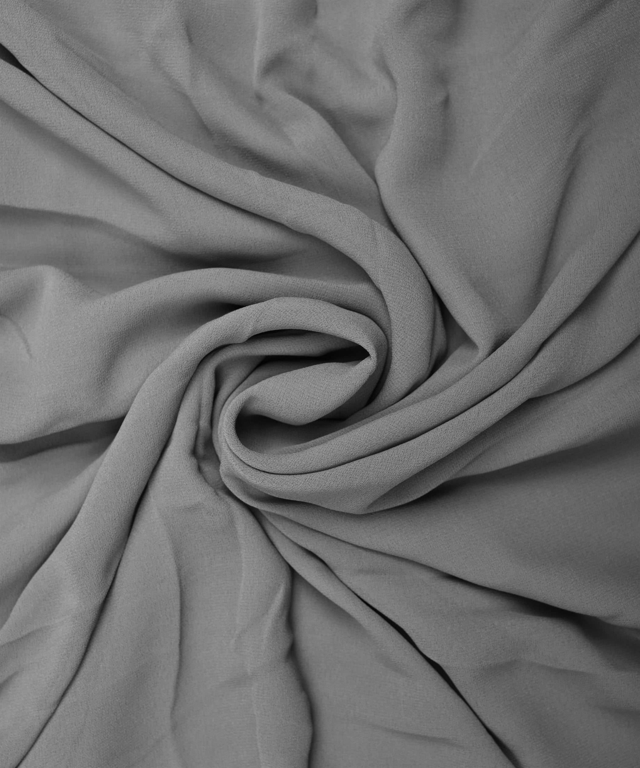 Grey Plain Dyed Faux Georgette Fabric