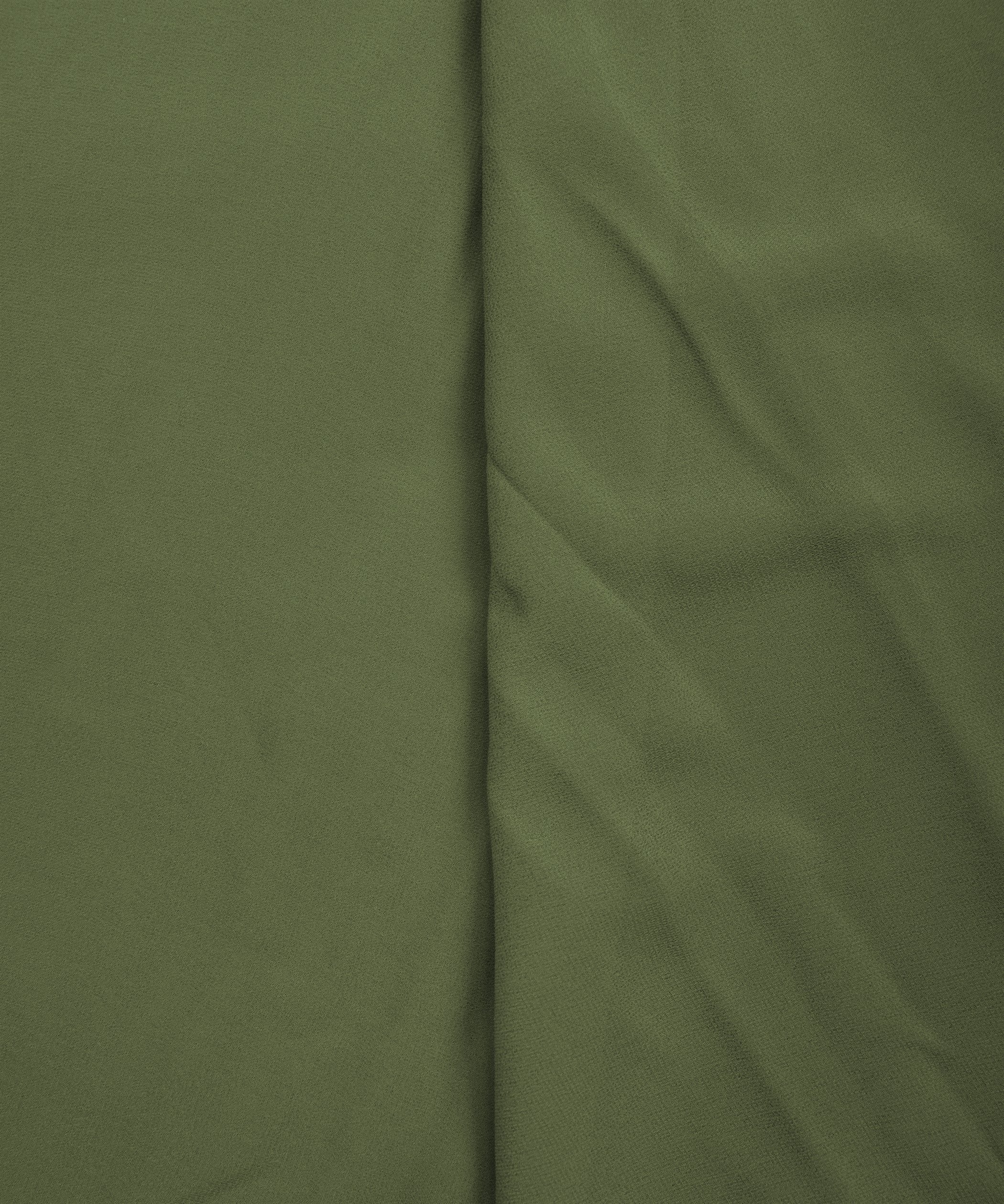 Olive Green Plain Dyed Faux Georgette Fabric