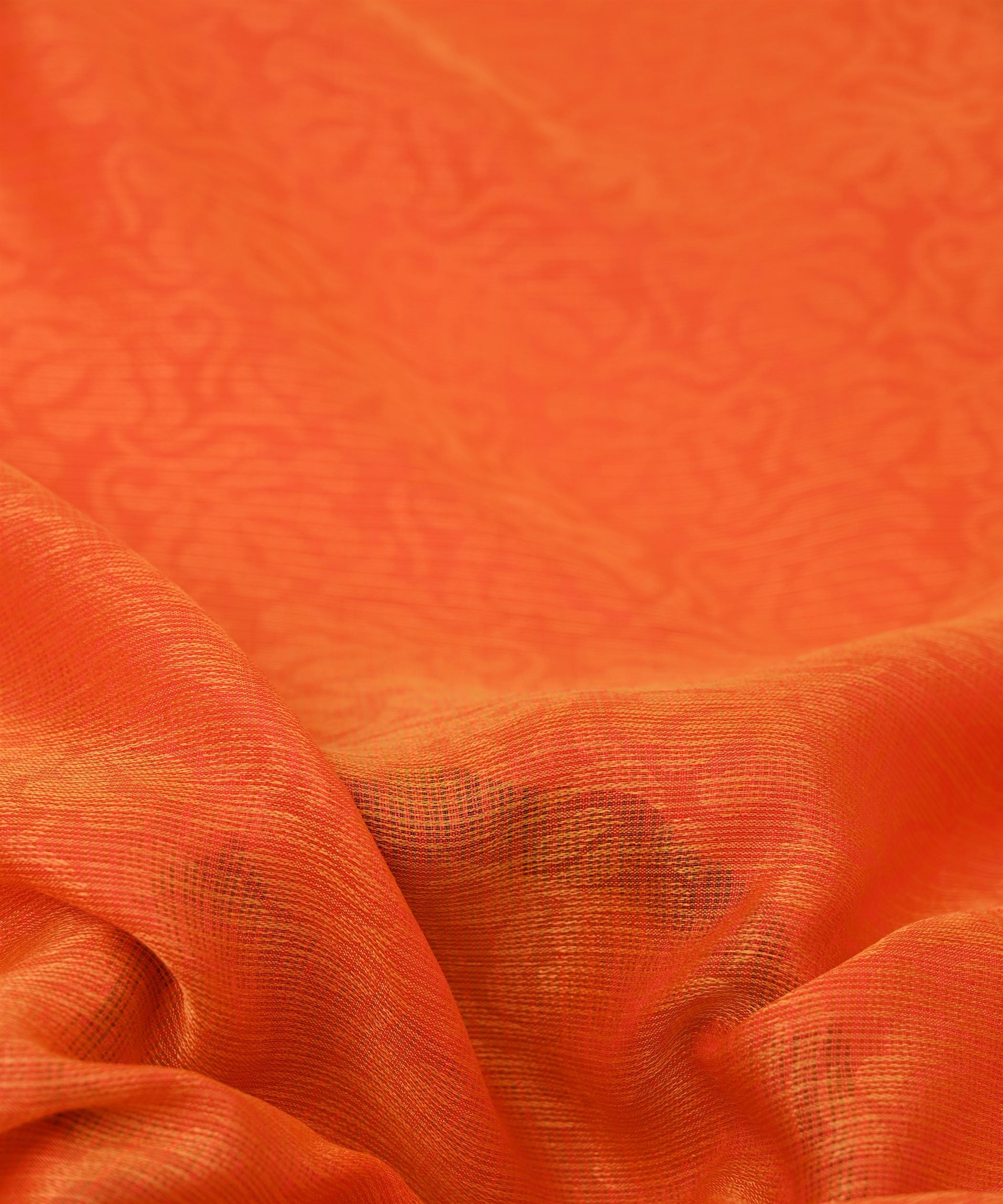 Orange Floral Kota Brasso Fabric