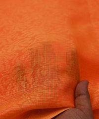Orange Floral Kota Brasso Fabric