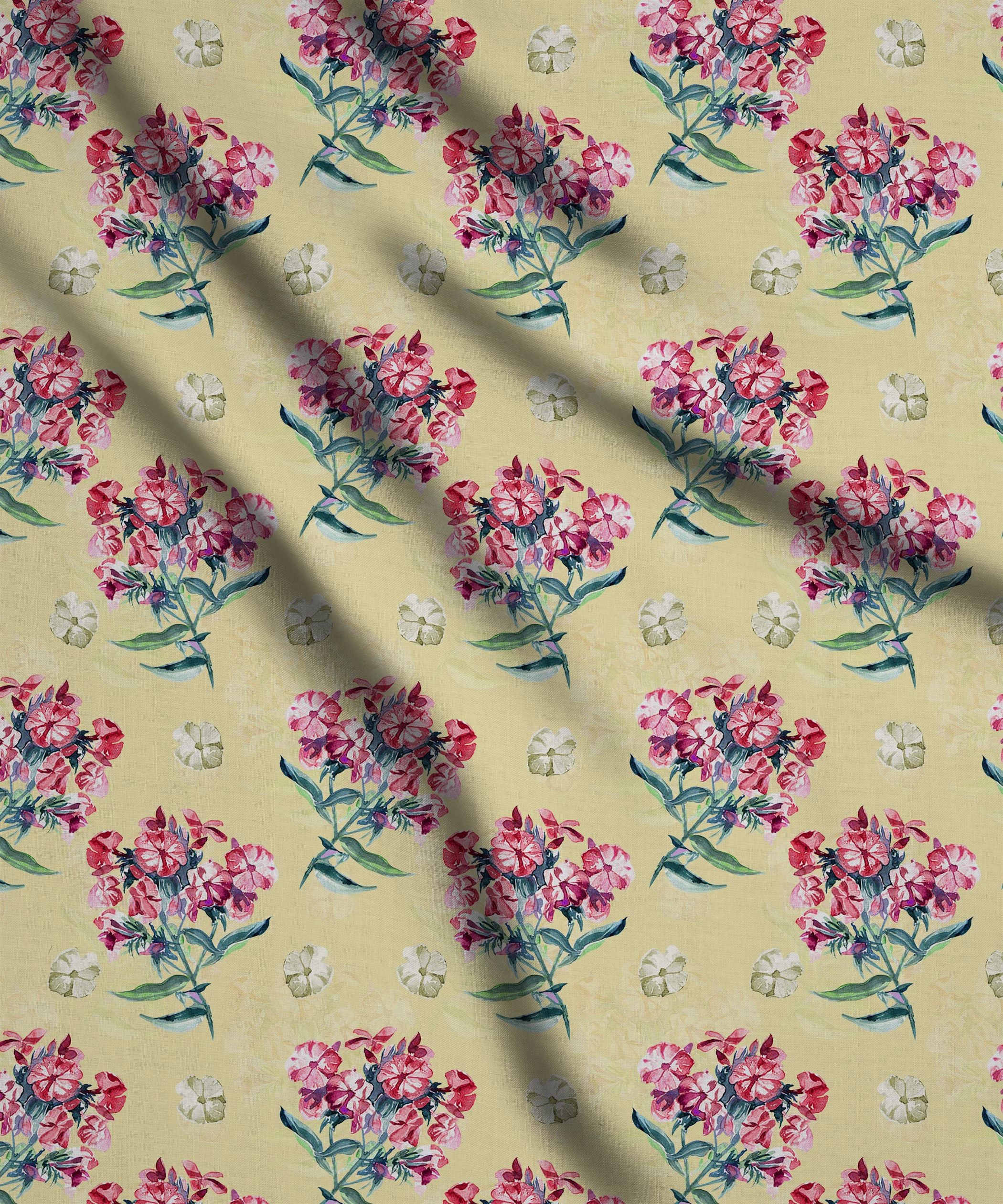 Pastel Yellow-Flower Bunch Floral Print