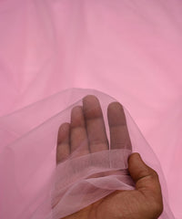 Baby Pink Plain Dyed Net Fabric