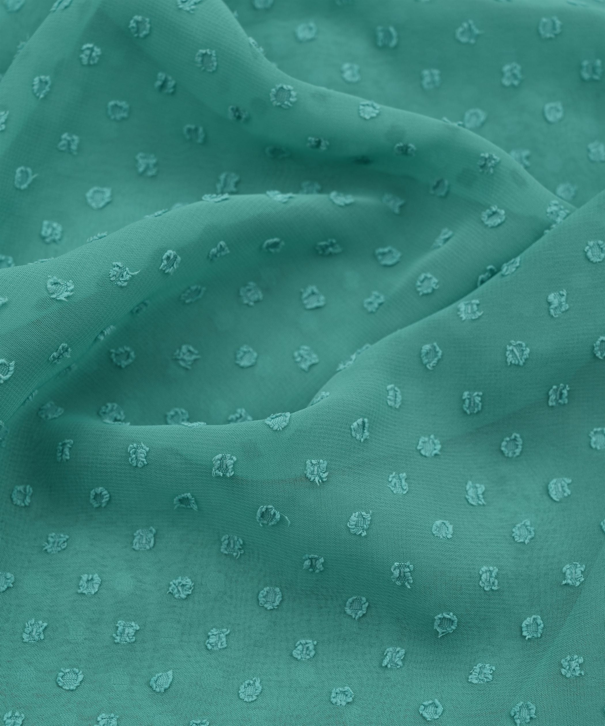 Aqua Blue Georgette Dobby Weave Fabric