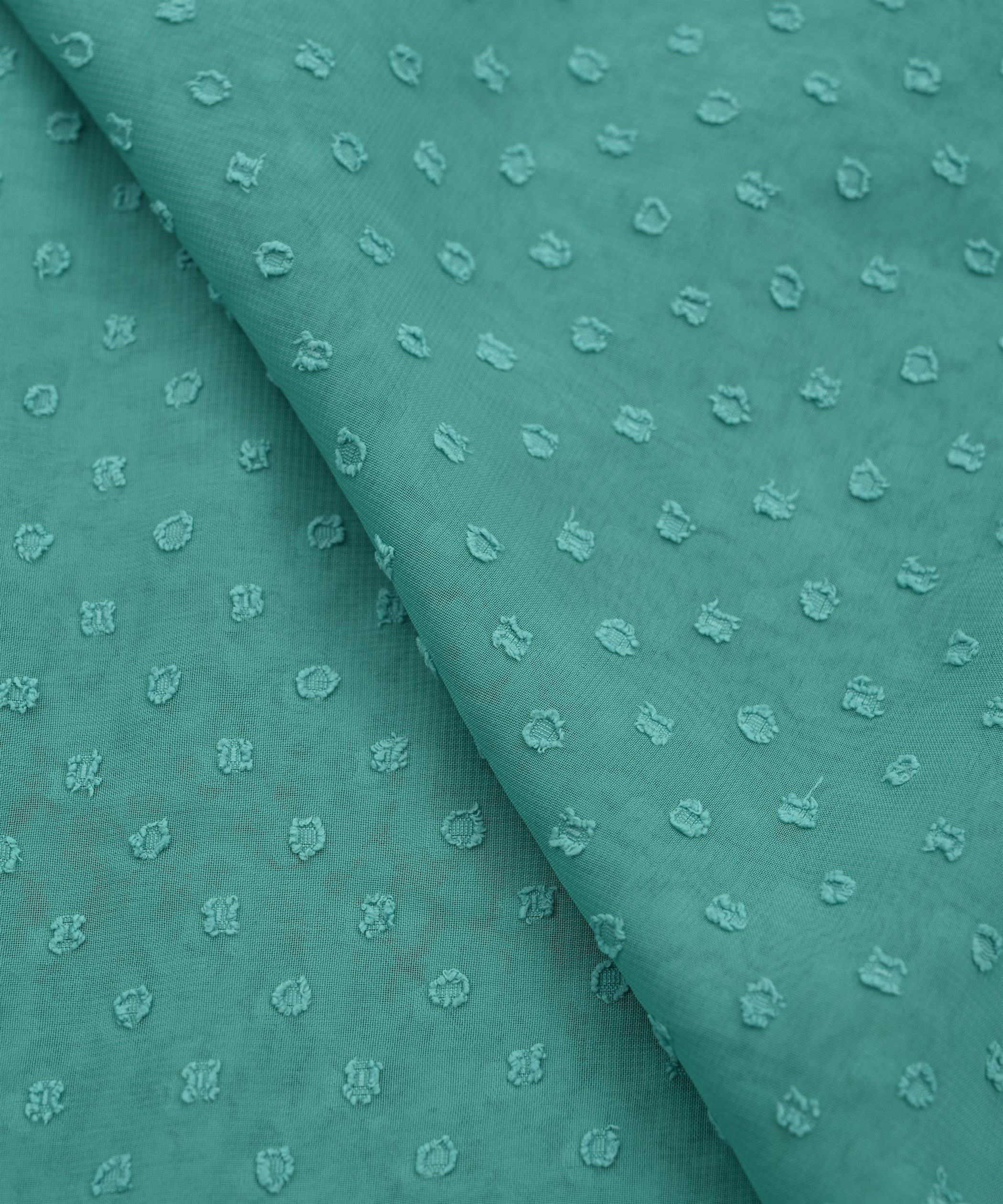 Aqua Blue Georgette Dobby Weave Fabric