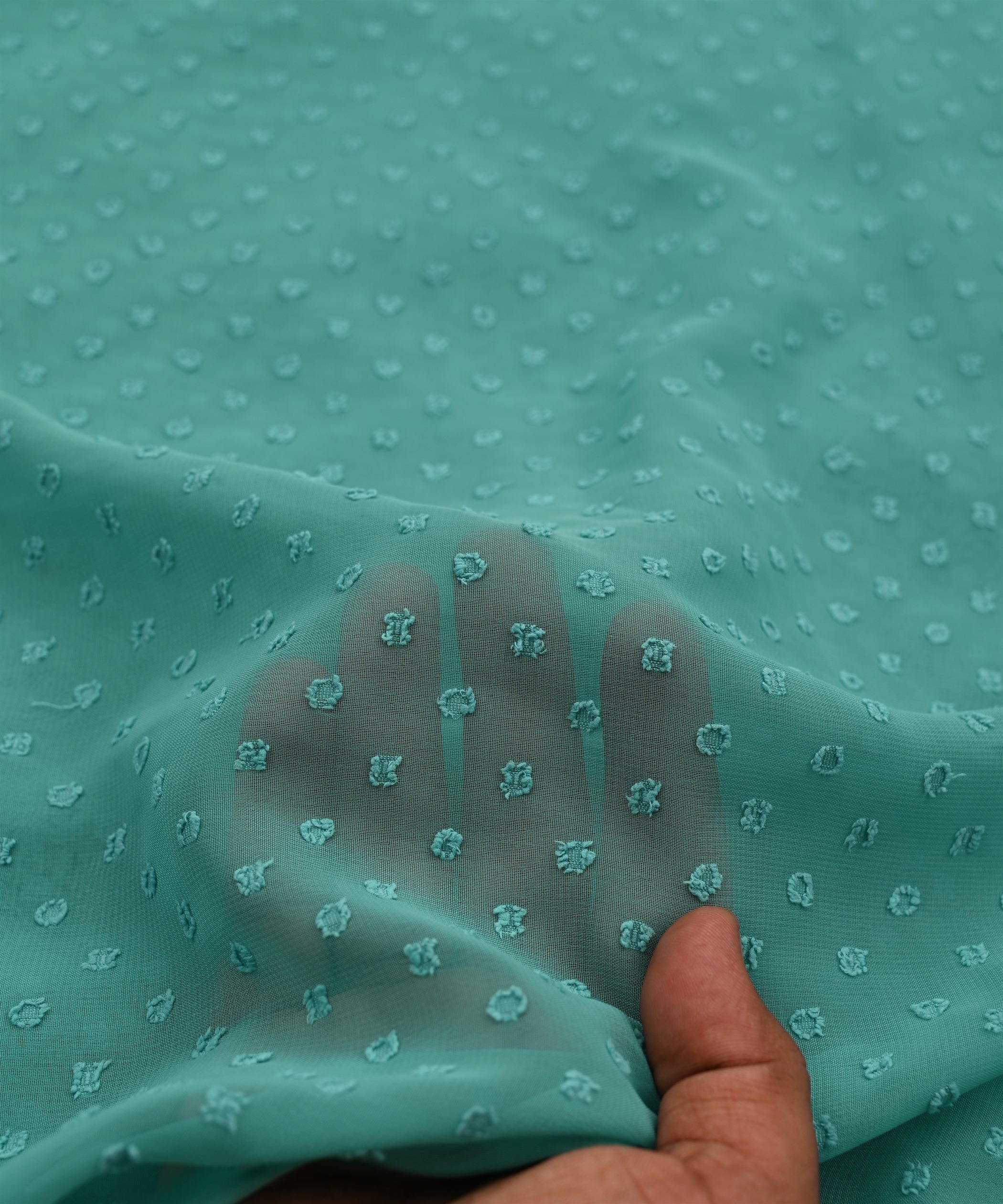 Aqua Blue Georgette Dobby Weave Fabric