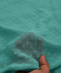 Aqua Blue Georgette Dobby Weave Fabric