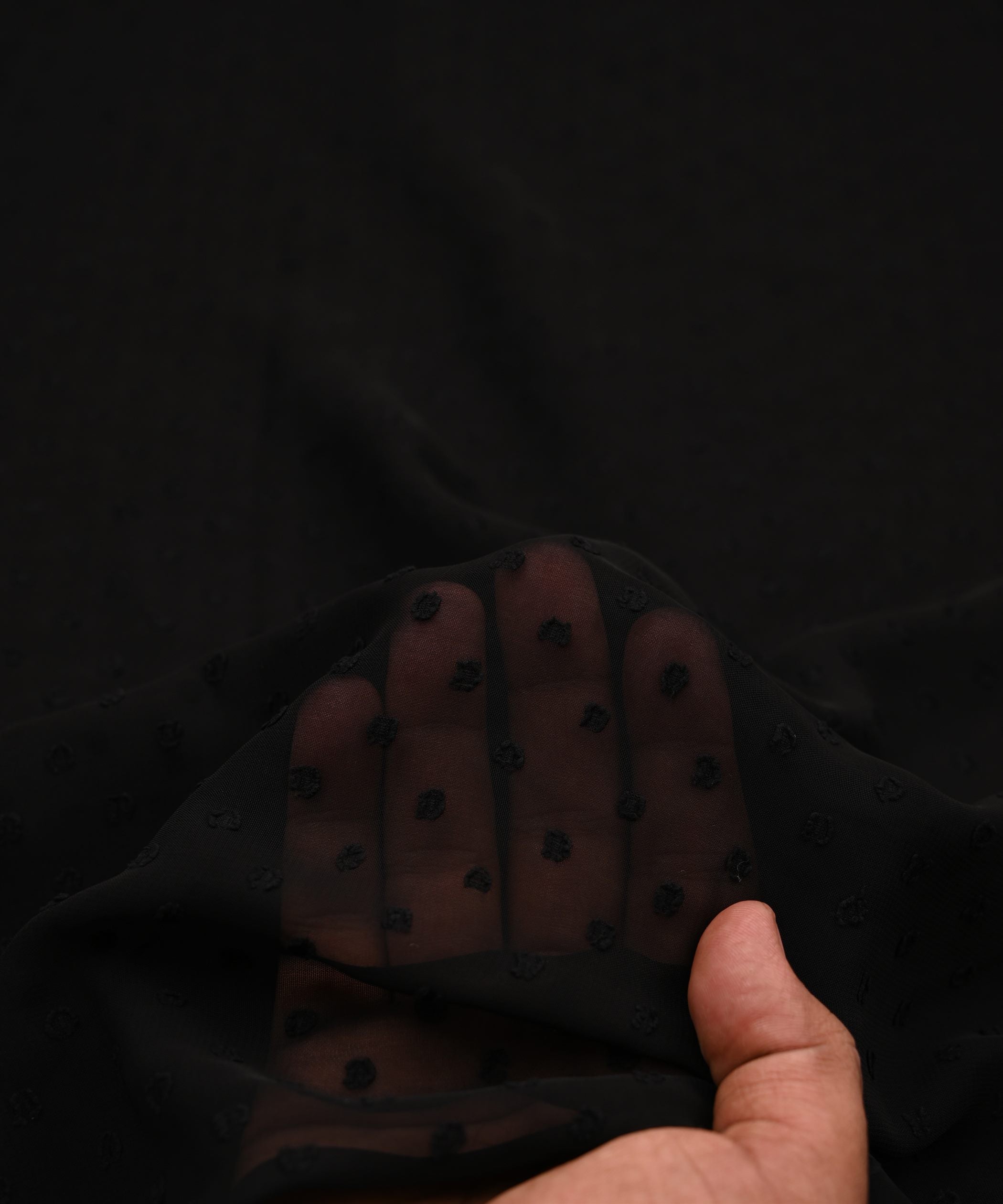 Black Georgette Dobby Weave Fabric