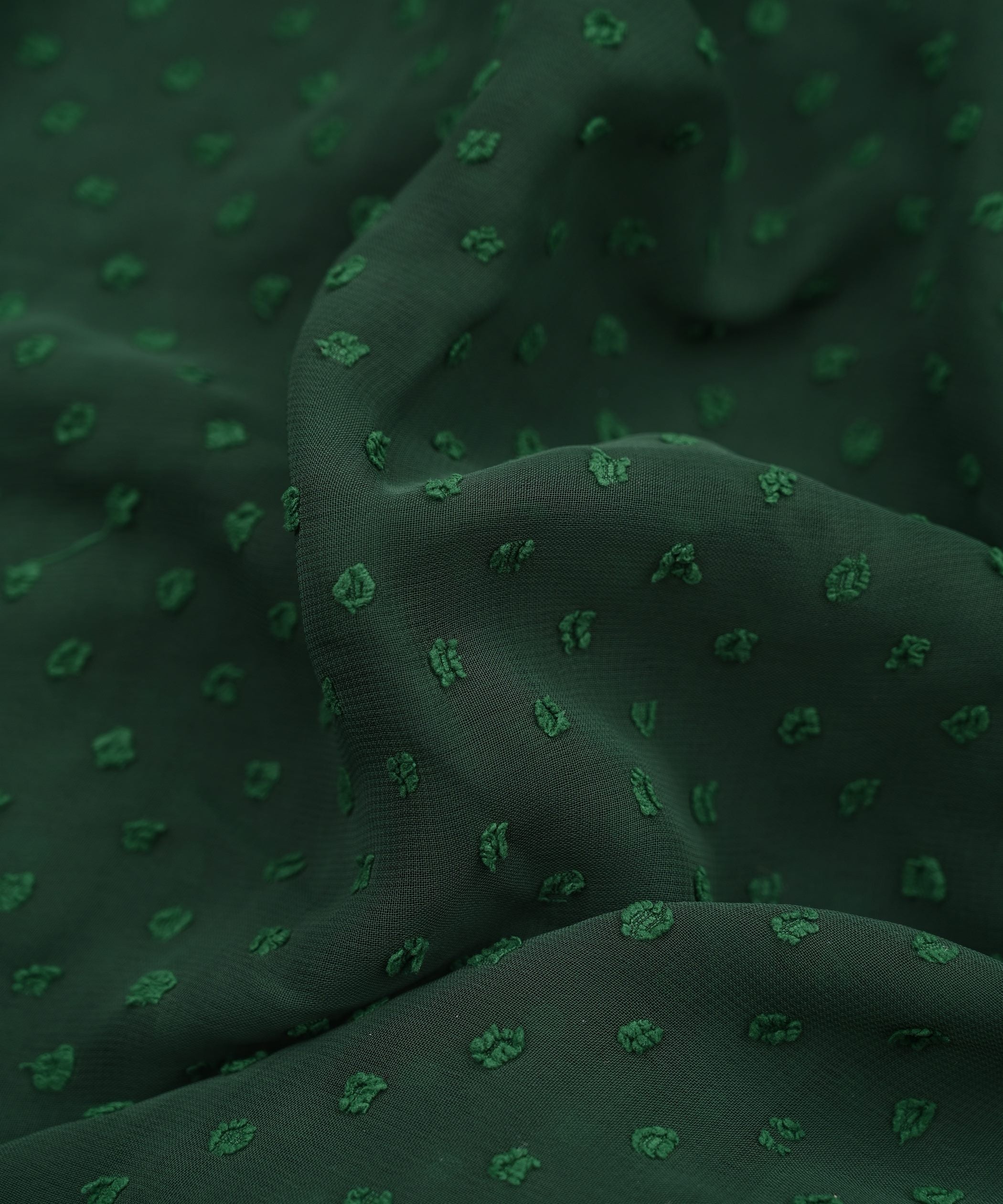 Bottle Green Georgette Dobby Weave Fabric