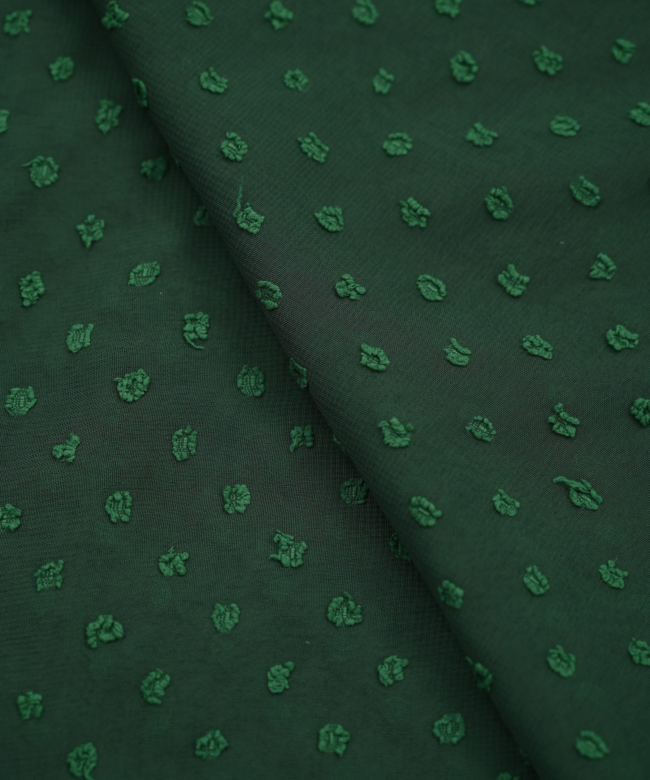 Bottle Green Georgette Dobby Weave Fabric