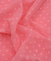 Coral Pink Georgette Dobby Weave Fabric