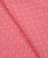 Coral Pink Georgette Dobby Weave Fabric