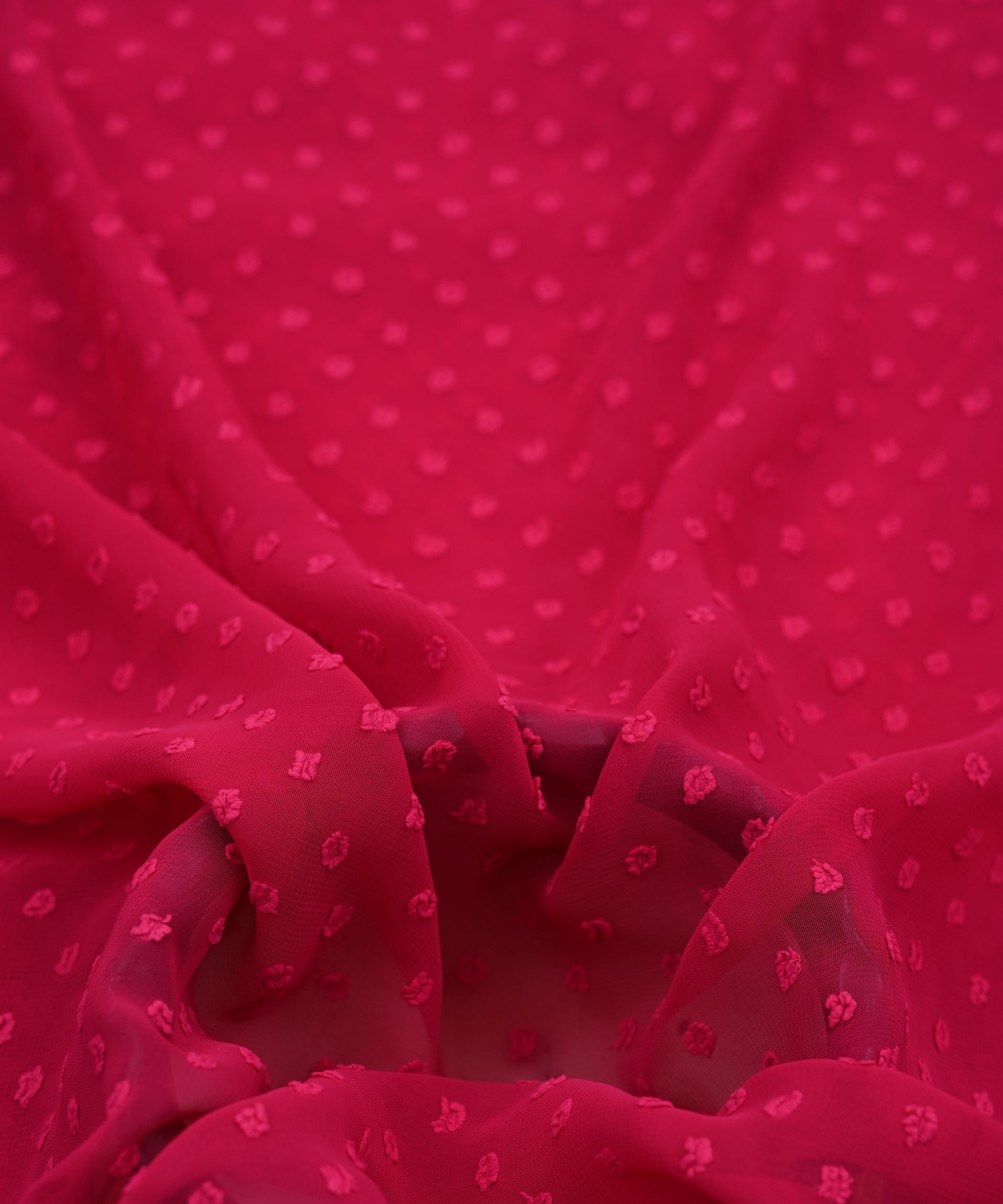 Hot Pink Georgette Dobby Weave Fabric