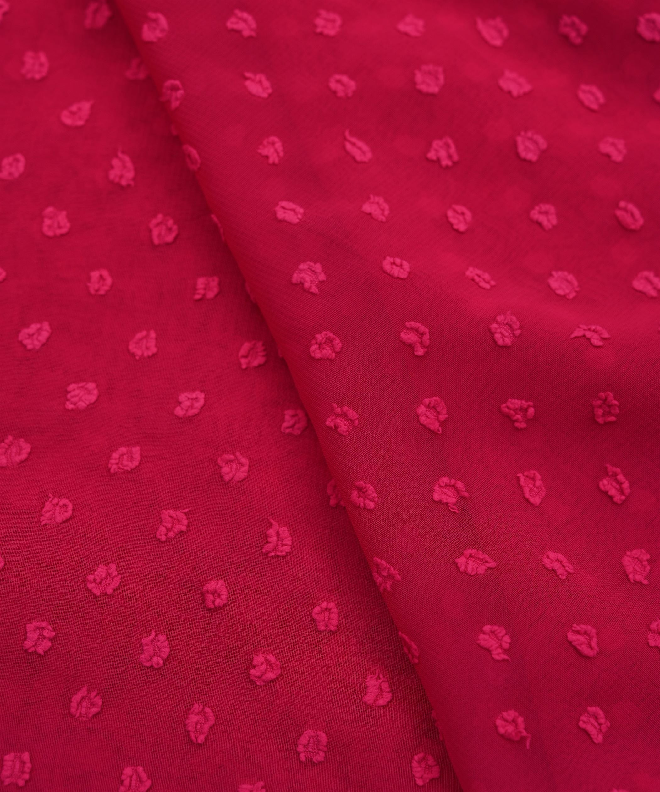 Hot Pink Georgette Dobby Weave Fabric