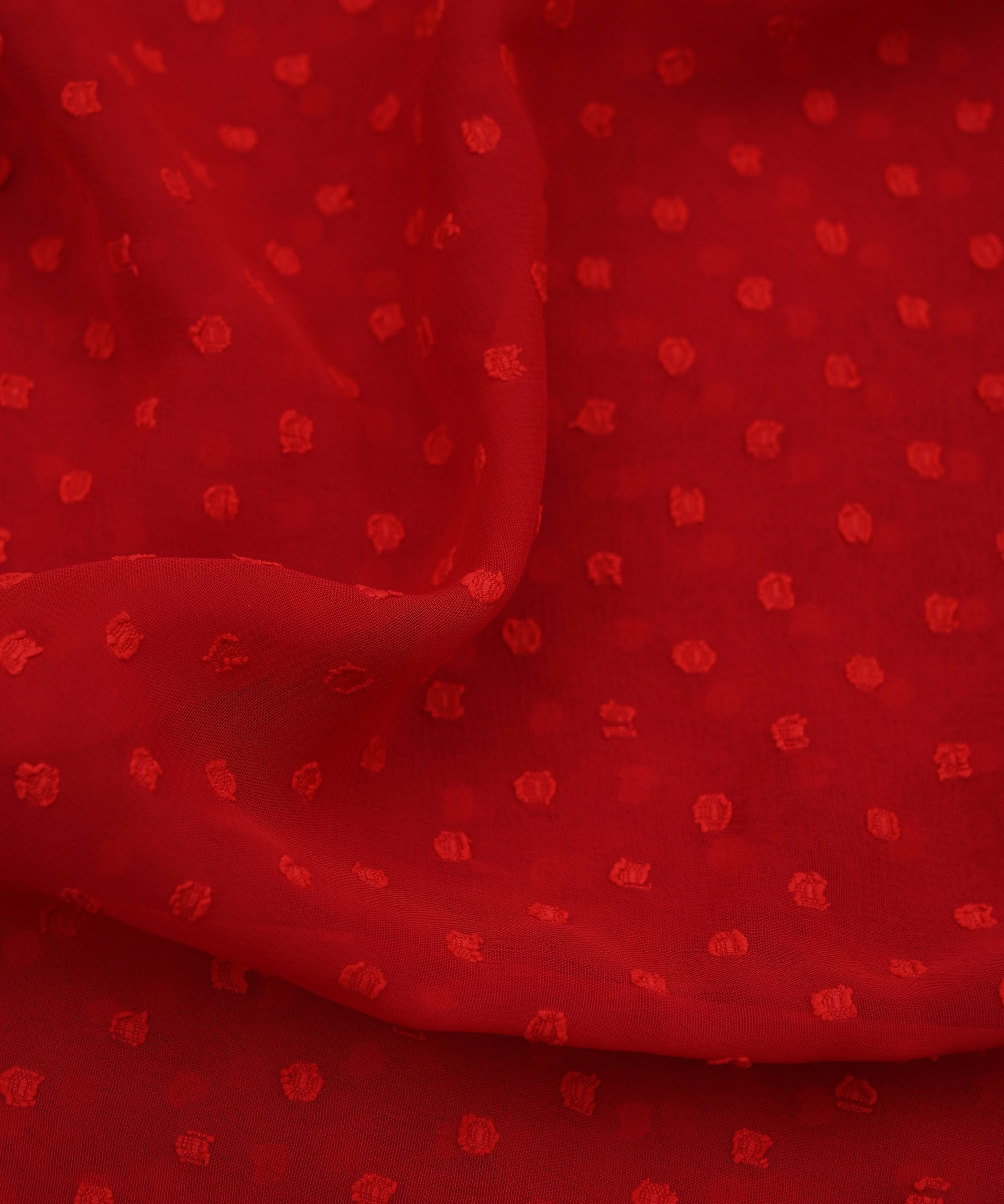 Red Georgette Dobby Weave Fabric