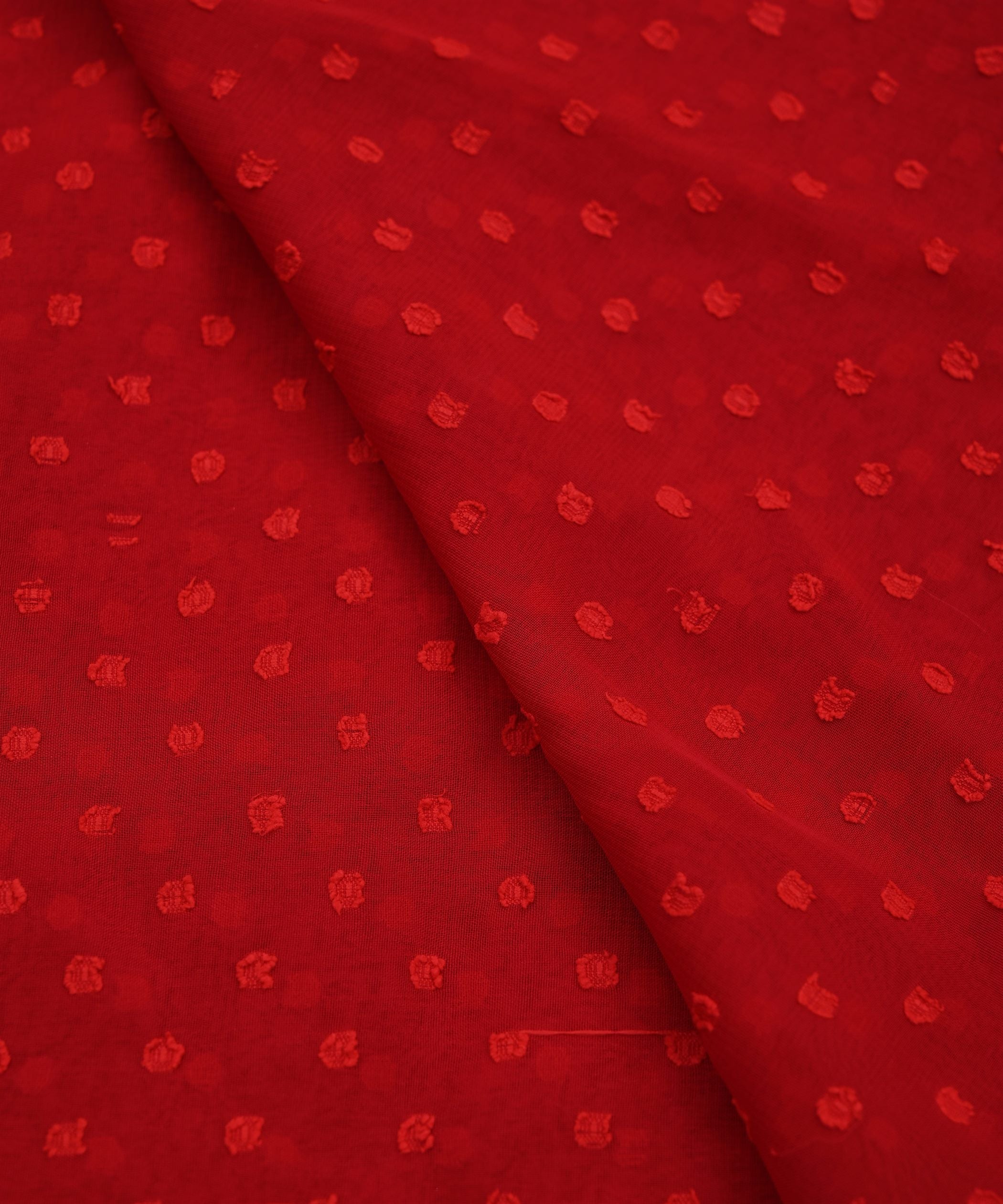 Red Georgette Dobby Weave Fabric