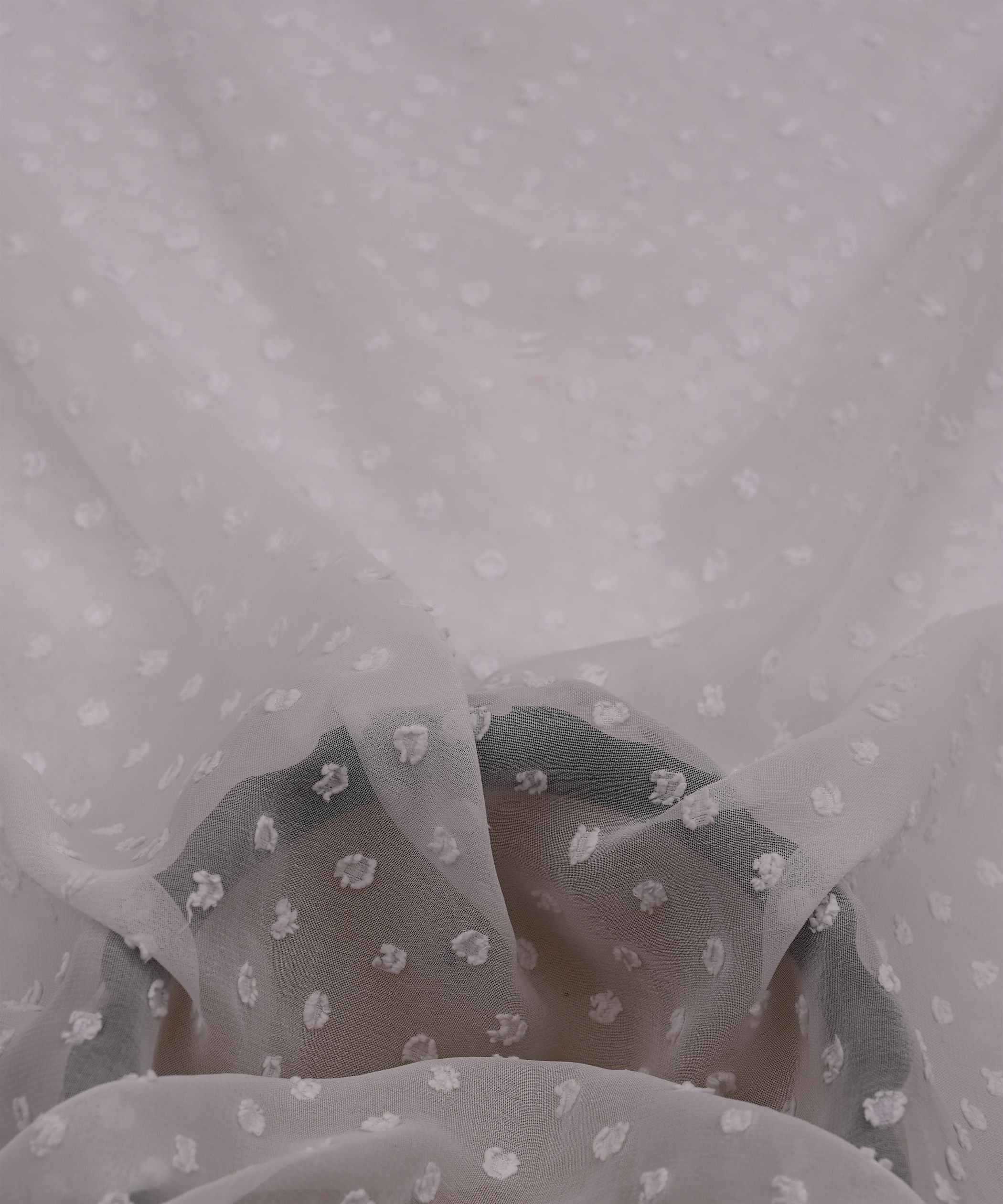 White Georgette Dobby Weave Fabric