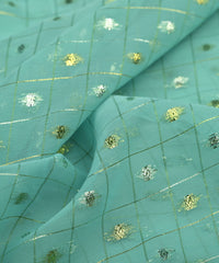 Aquamarine Green Georgette Fabric with Lining & Butti