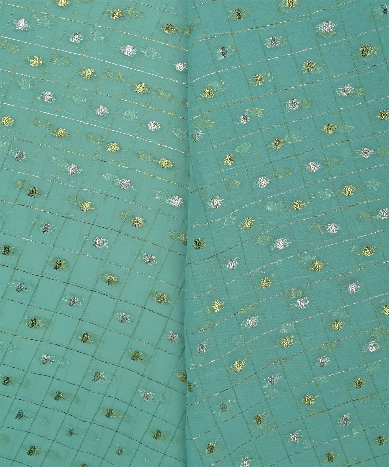 Aquamarine Green Georgette Fabric with Lining & Butti