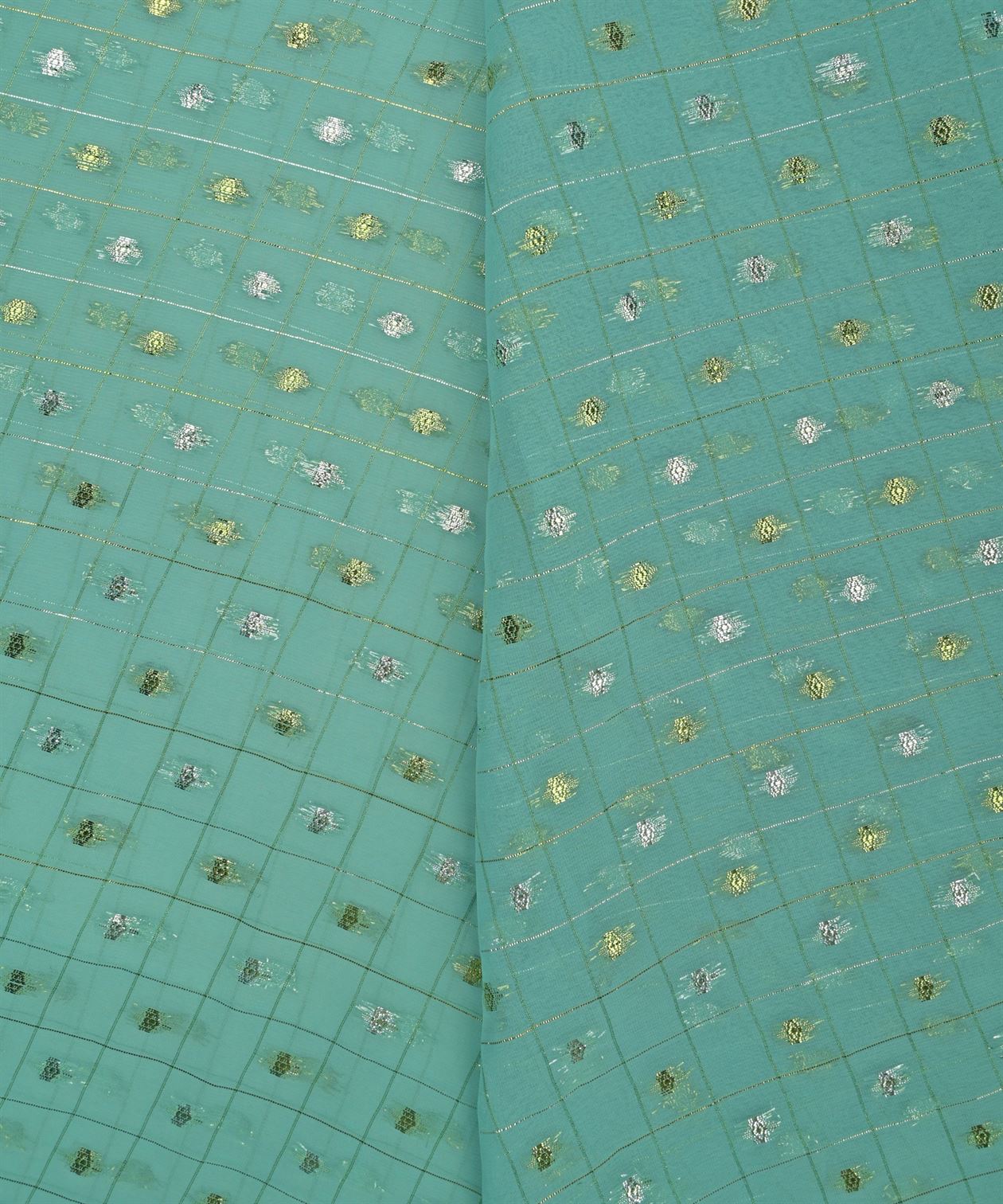 Aquamarine Green Georgette Fabric with Lining & Butti