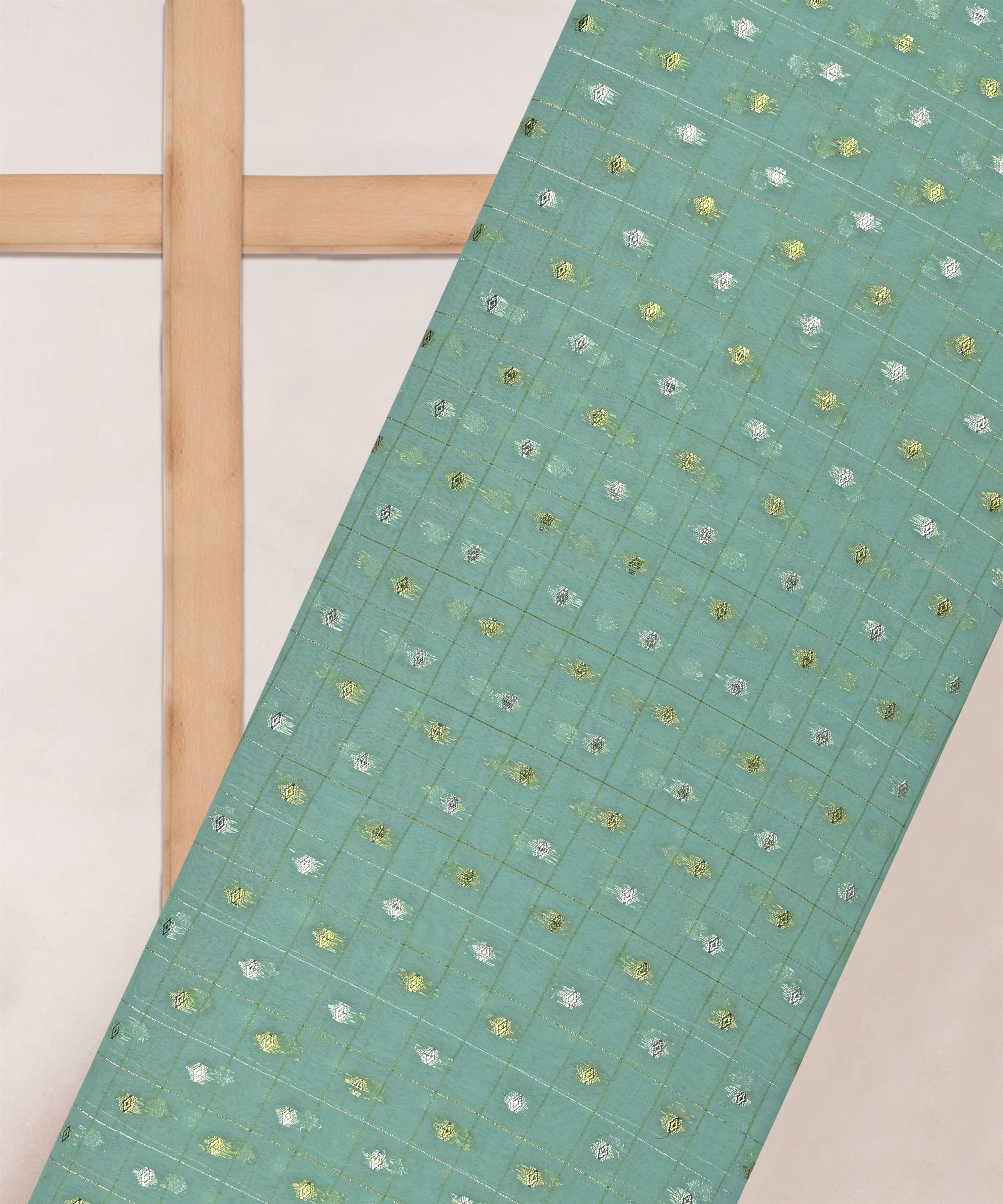 Aquamarine Green Georgette Fabric with Lining & Butti
