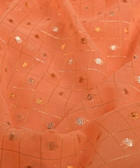 Light Coral Georgette Fabric with Lining & Butti