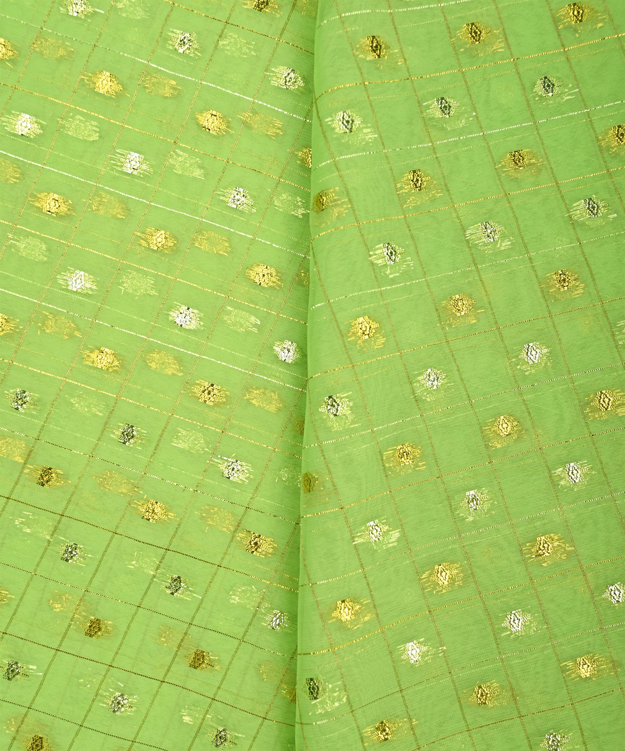 Parrot Green Georgette Fabric with Lining & Butti