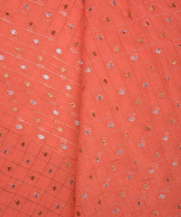 Peach Georgette Fabric with Lining & Butti