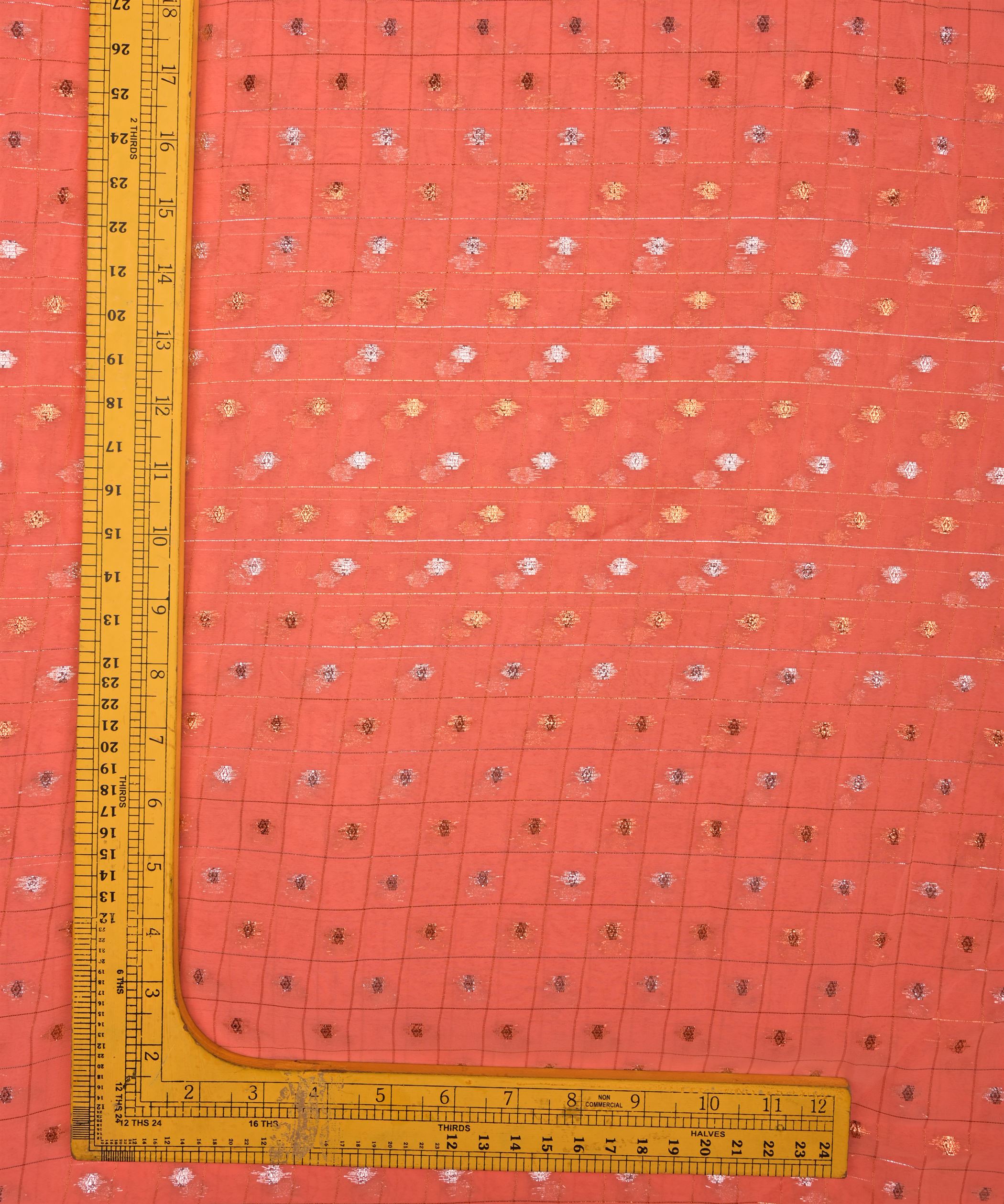 Peach Georgette Fabric with Lining & Butti